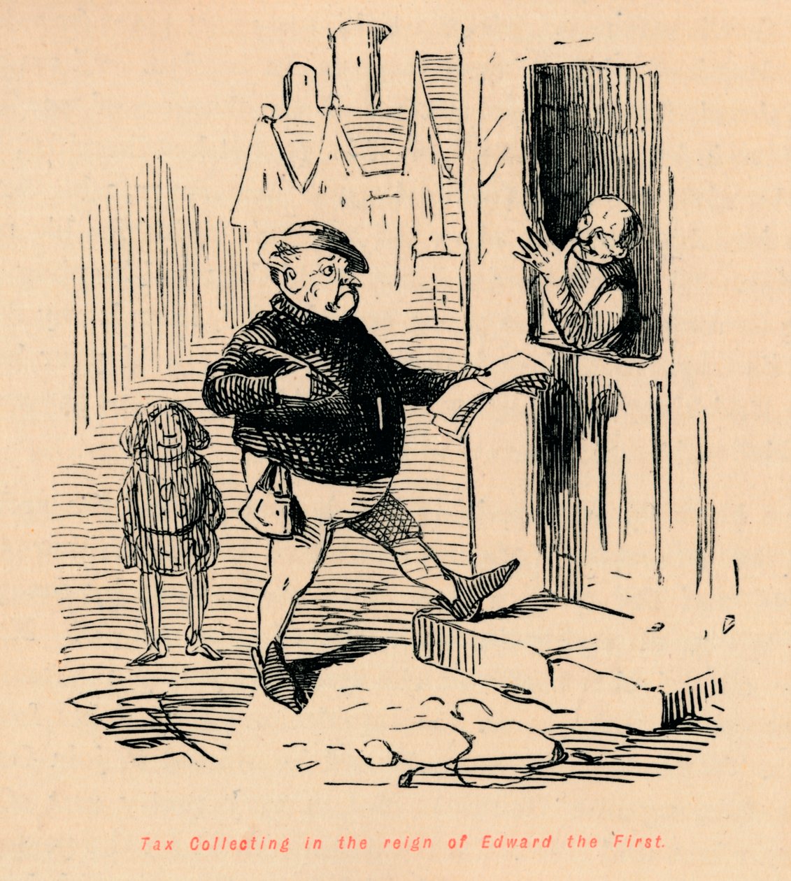 Pobór podatków za panowania Edwarda I, ok. 1860, ok. 1860 autorstwa John Leech
