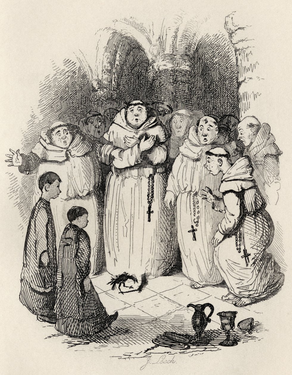To On – Kawka, z „Legend Ingoldsby” Thomasa Ingoldsby, wydanej przez Richarda Bentleya und Son, 1887 autorstwa John Leech