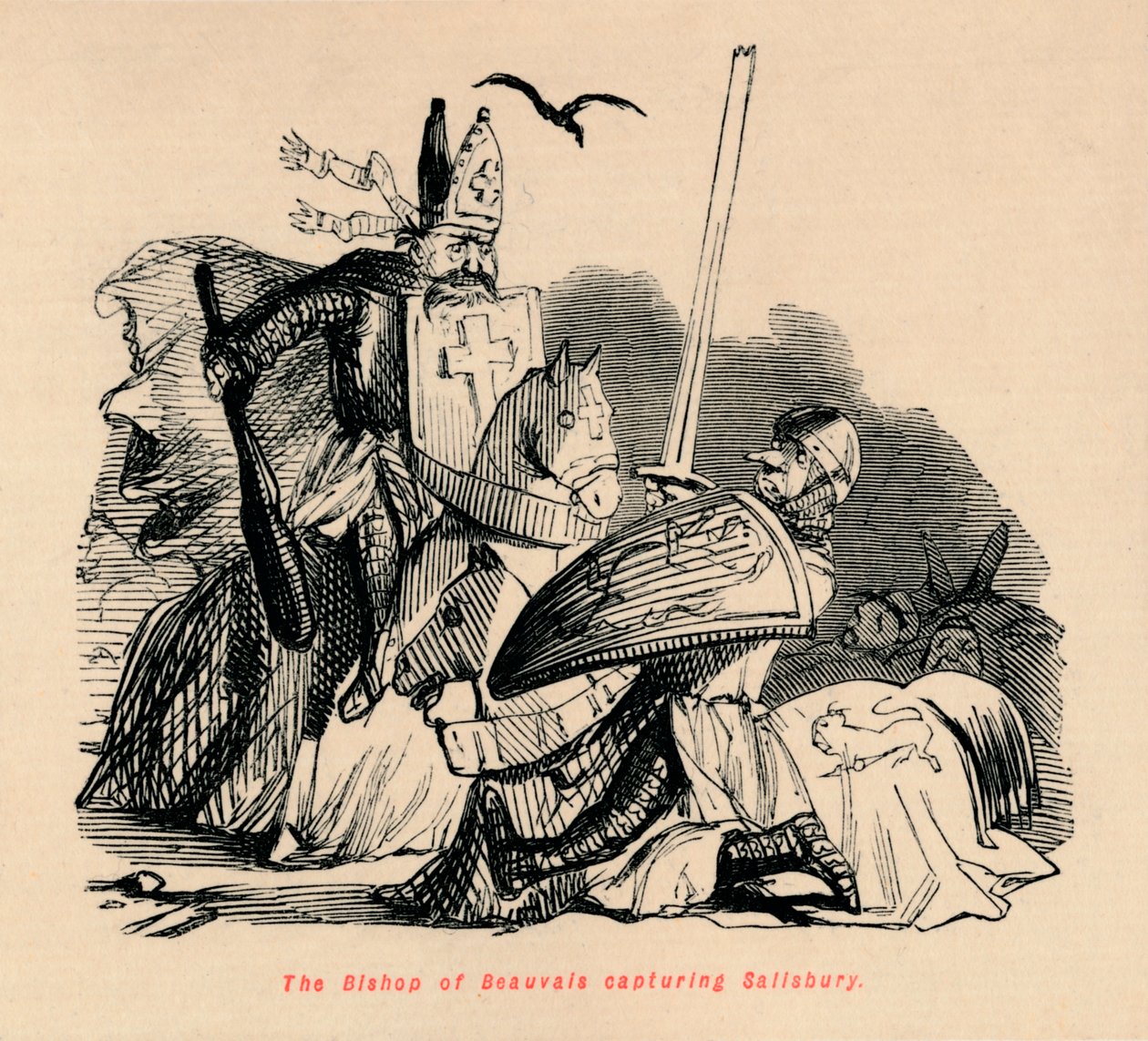 Biskup Beauvais zdobywający Salisbury, ok. 1860, ok. 1860 autorstwa John Leech