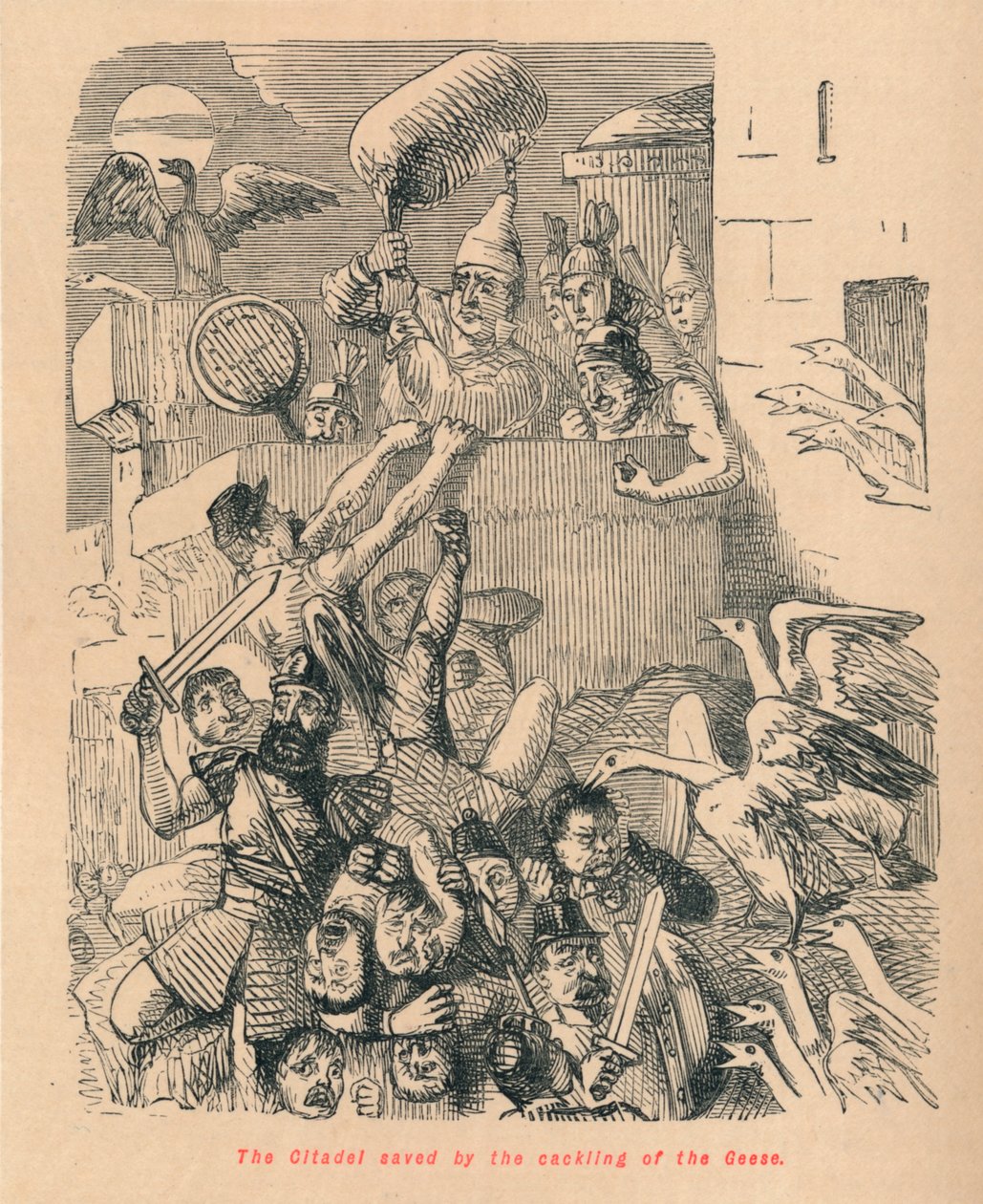 Cytadela uratowana przez gdakanie gęsi, 1852 autorstwa John Leech