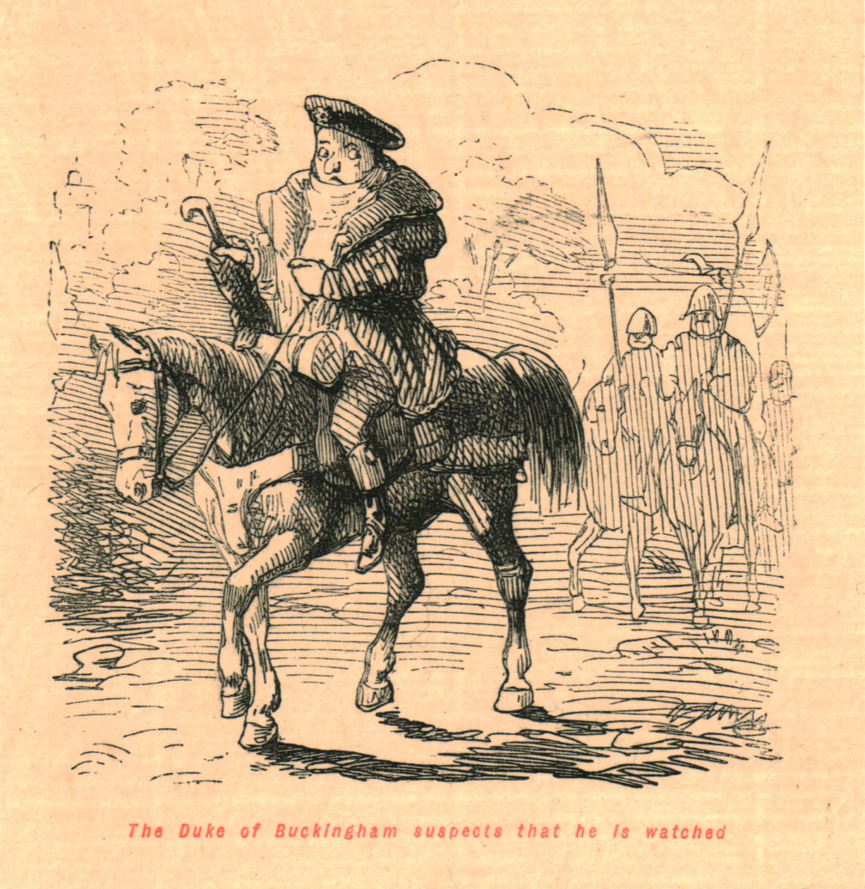Książę Buckingham podejrzewa, że jest obserwowany, 1897. autorstwa John Leech