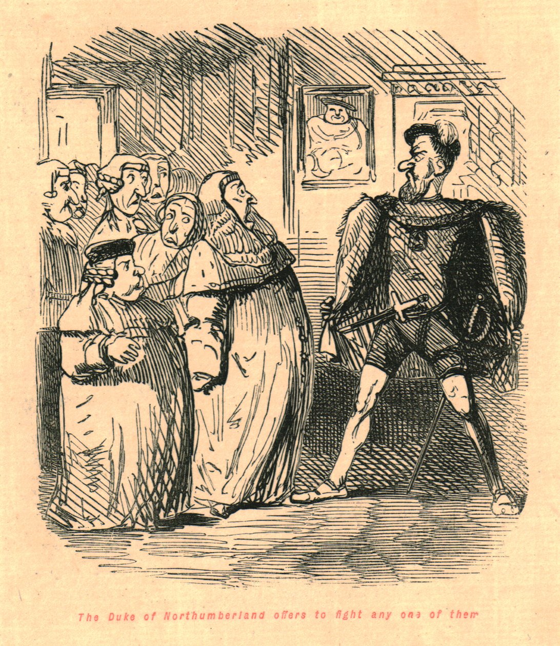 Książę Northumberland oferuje walkę z którymkolwiek z nich, 1897. autorstwa John Leech