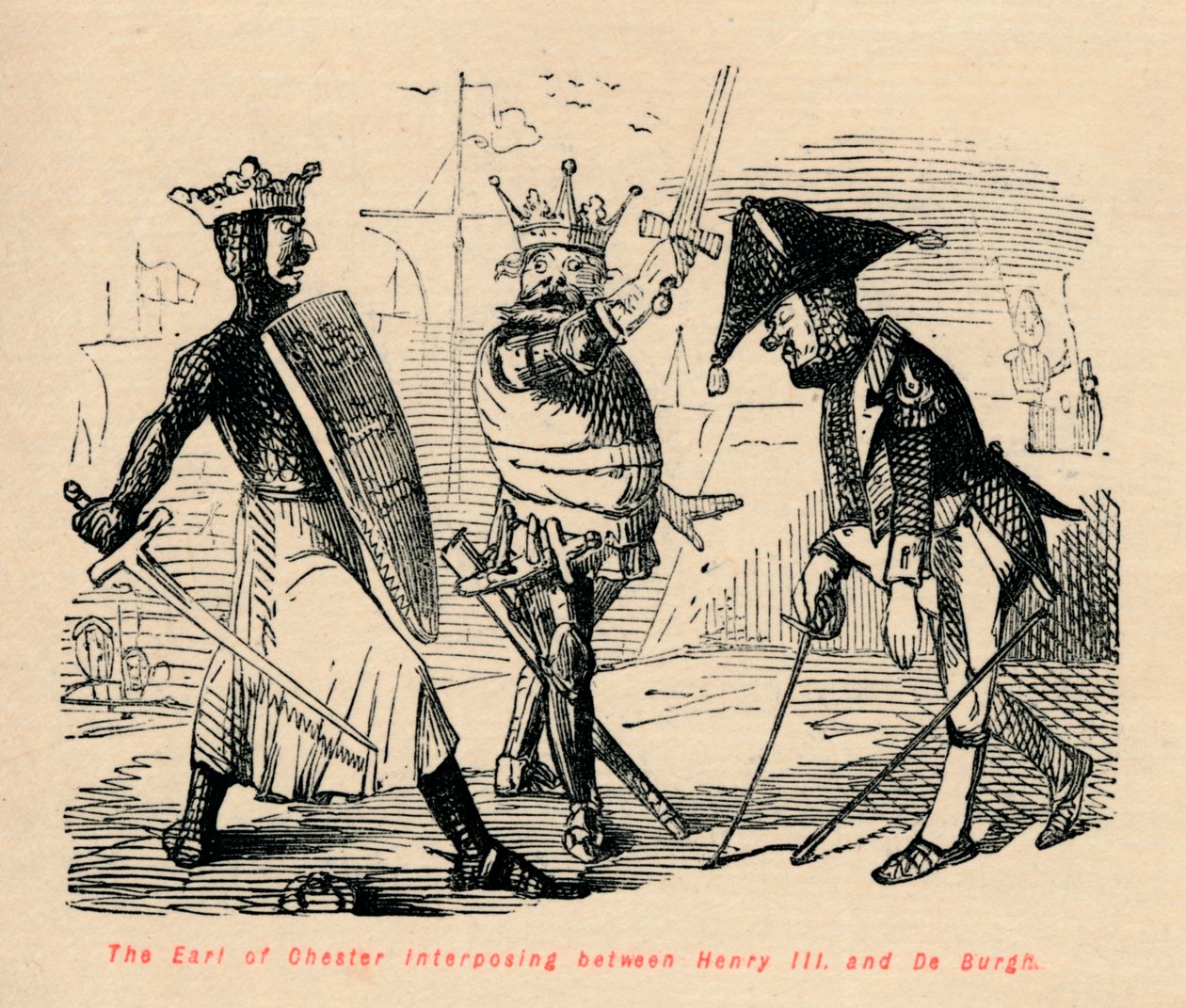 Hrabia Chester wstawia się między Henrykiem III i De Burgh, ok. 1860, ok. 1860 autorstwa John Leech
