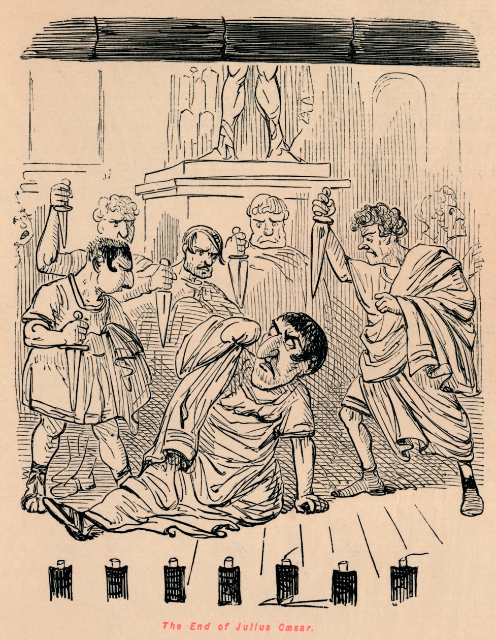 Koniec Juliusza Cezara, 1852 autorstwa John Leech