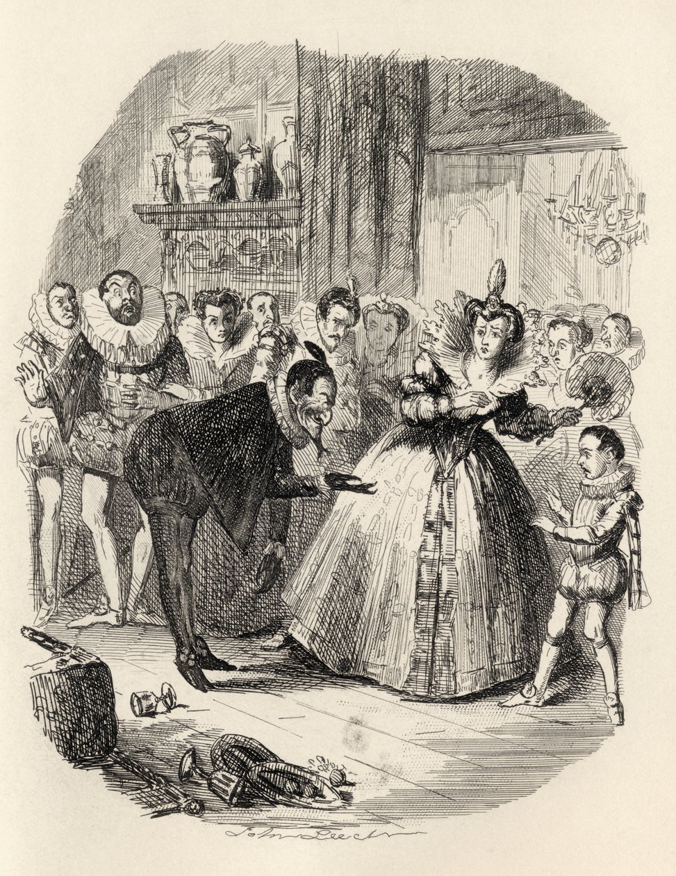 Parapetówka, z „Legend Ingoldsby” Thomasa Ingoldsby, wydanej przez Richarda Bentleya und Son, 1887 autorstwa John Leech