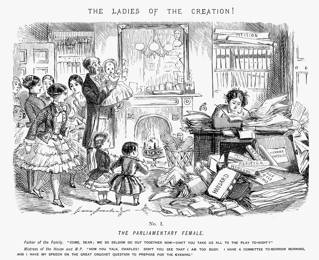 Kobieta sejmowa, 1850 autorstwa John Leech