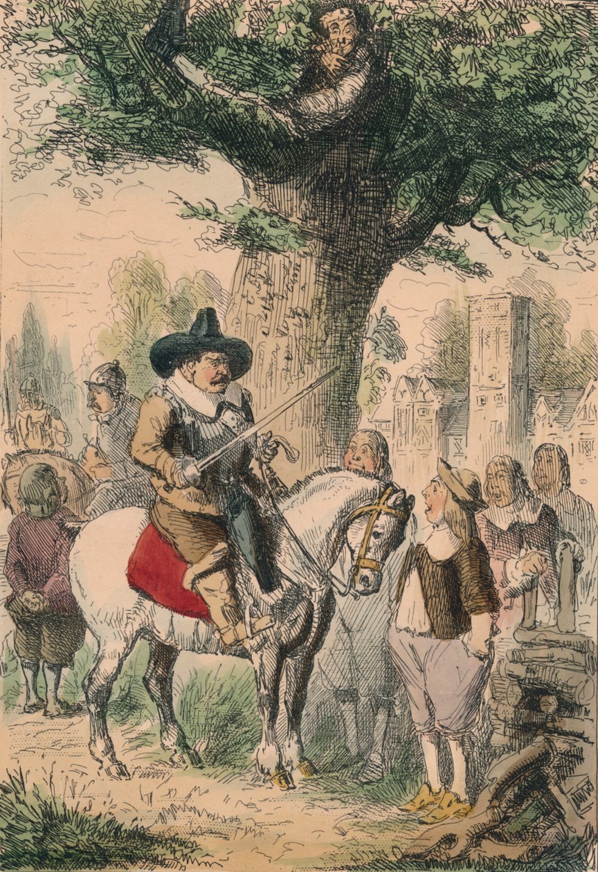 Royal Oak, rodzina Penderellów nie ma pojęcia, gdzie jest Karol!!!, 1850 autorstwa John Leech