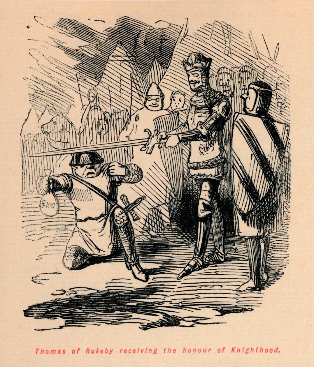 Tomasz z Rokeby odbierający godność rycerską, ok. 1860, ok. 1860 autorstwa John Leech