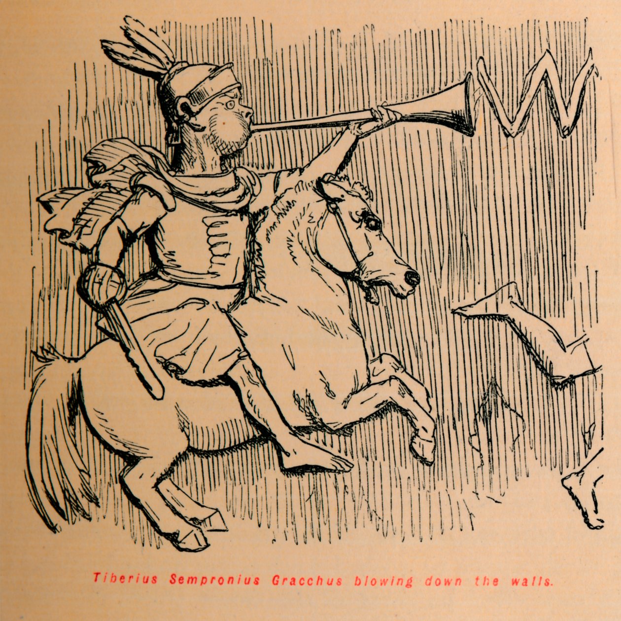 Tyberiusz Semproniusz Grakchus wysadzający mury, 1852 autorstwa John Leech