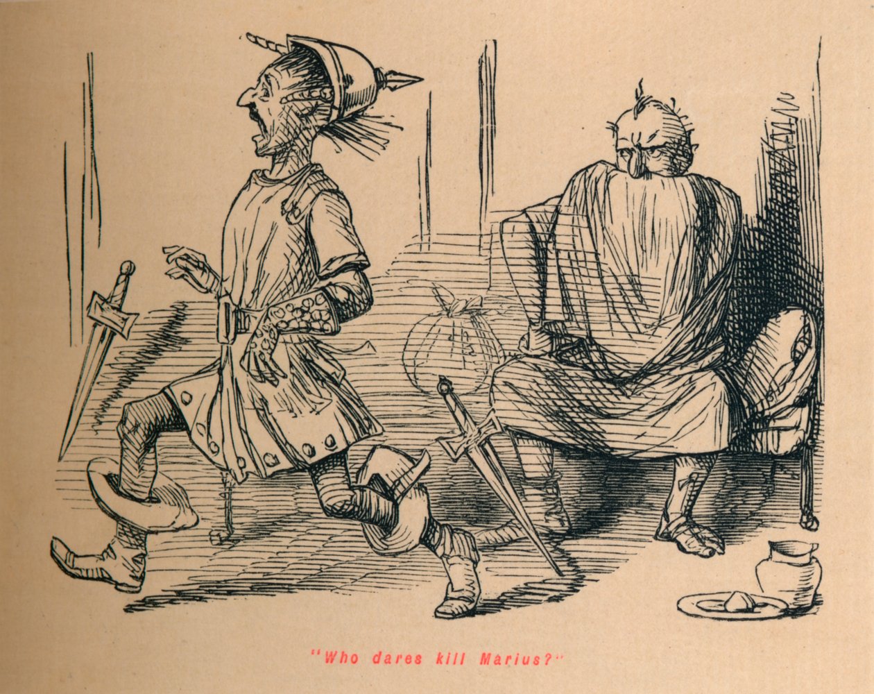 Kto ośmiela się zabić Mariusa, 1852 autorstwa John Leech