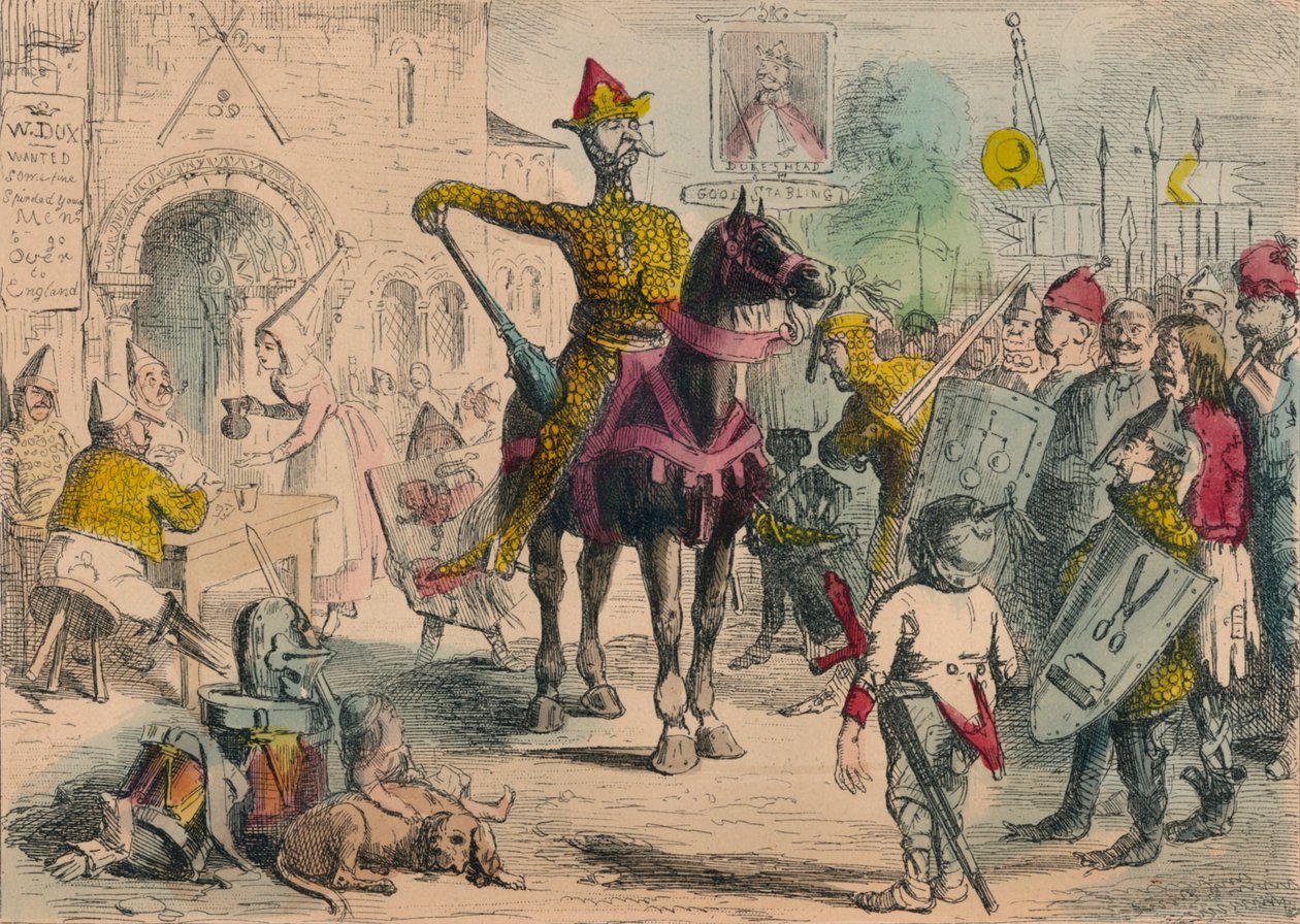 William przeprowadza inspekcję Ochotników przed inwazją Anglii, 1850 autorstwa John Leech