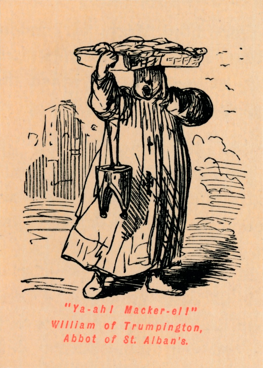 Tak! Makrela! Wilhelma z Trumpington, opata St. Albans, autorstwa John Leech