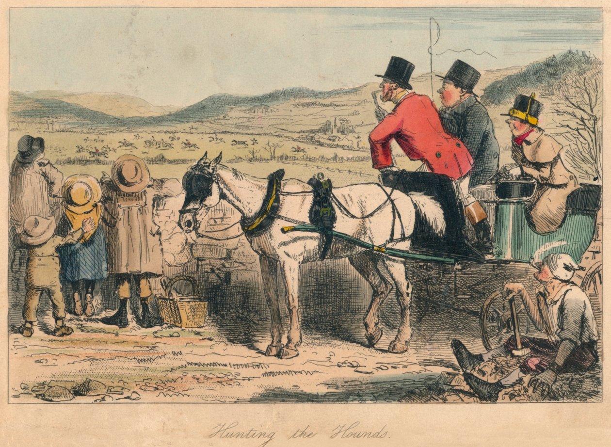 Polowanie na psy, 1865. Artyści: John Leech, Hablot Knight Browne. autorstwa John Leech and Hablot Knight Browne