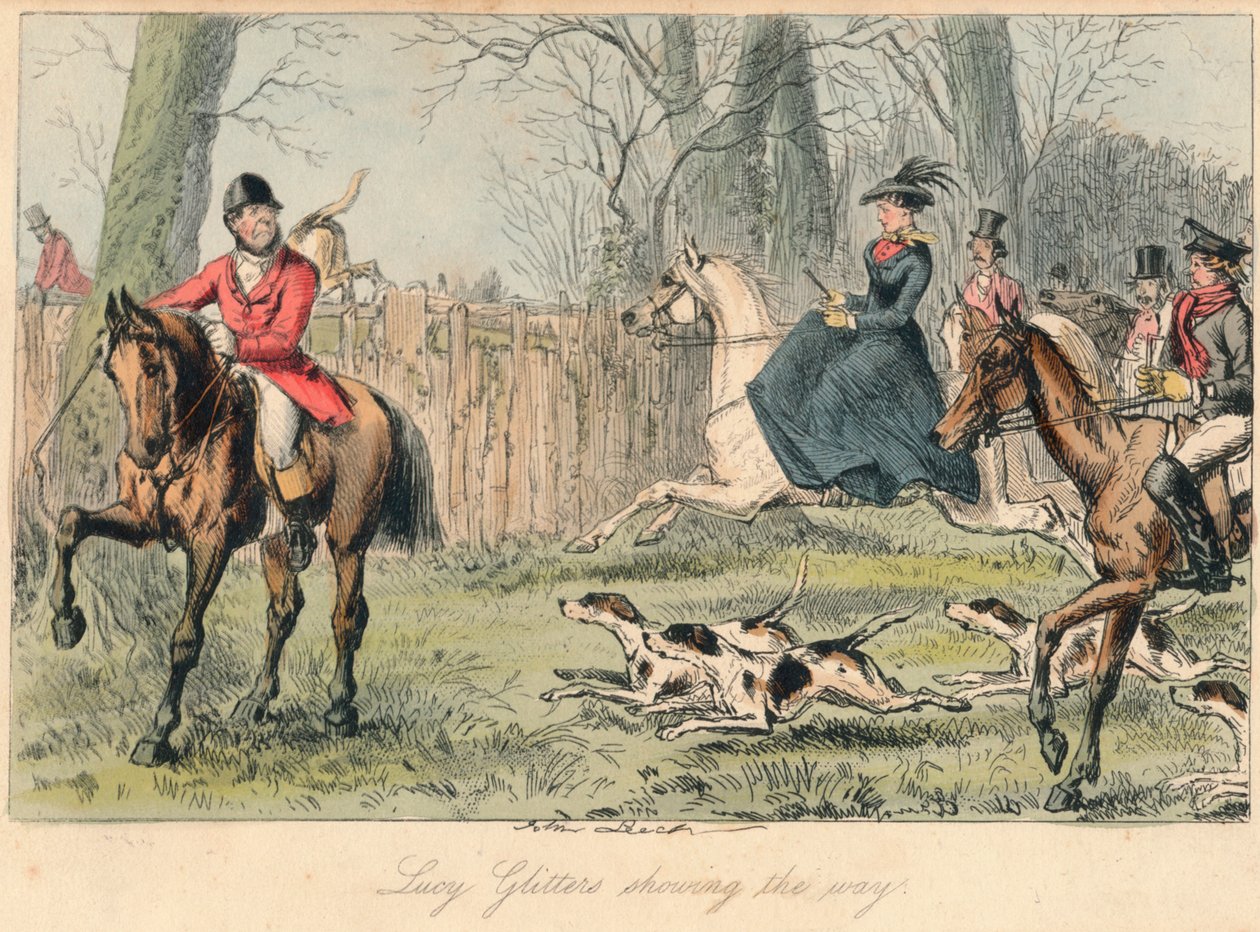 Lucy Glitters wskazuje drogę, 1865. Artyści: John Leech, Hablot Knight Browne. autorstwa John Leech and Hablot Knight Browne