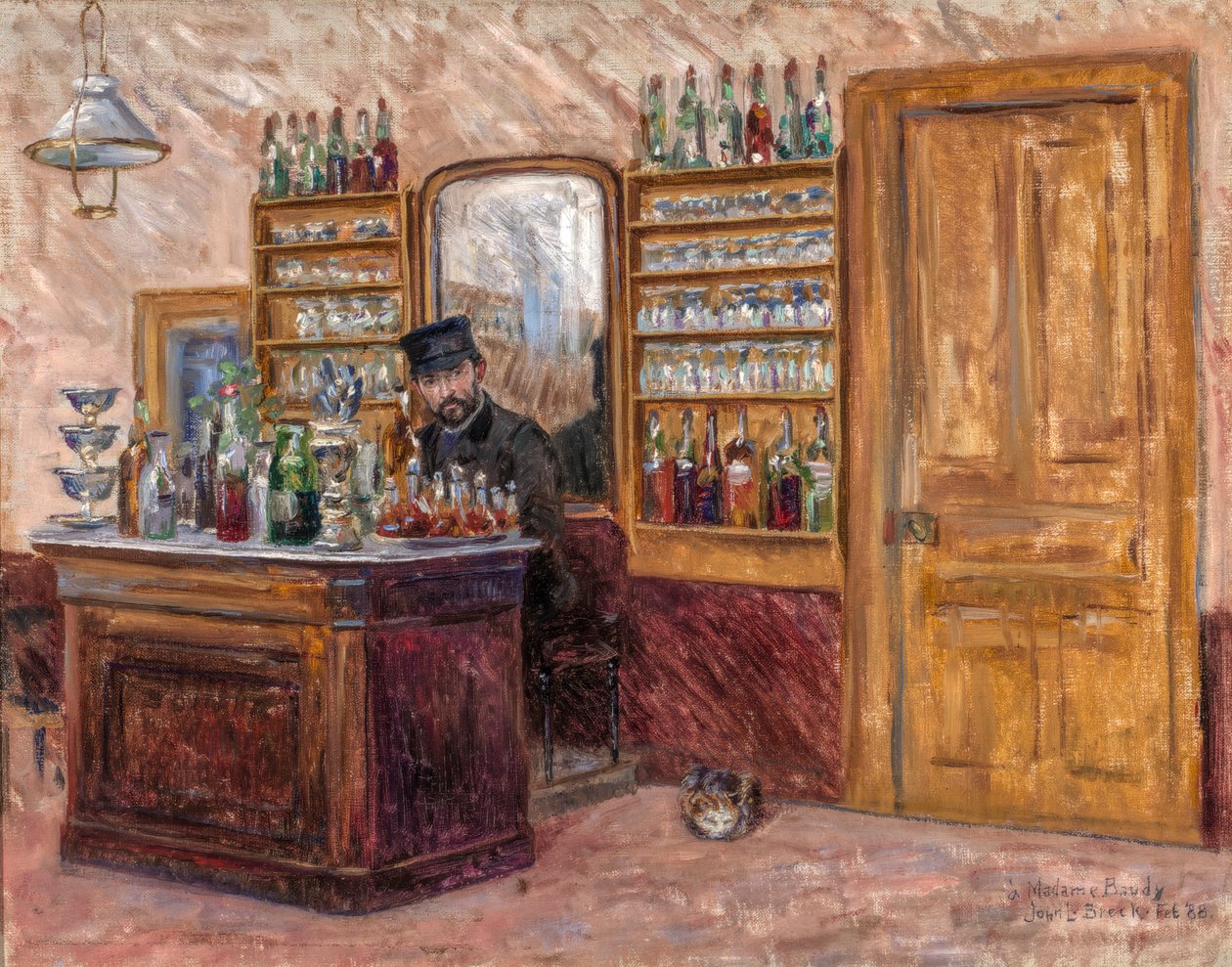M. Baudi za biurkiem w hotelu Baudi, 1888. autorstwa John Leslie Breck