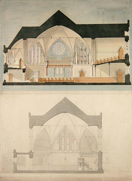 Boczna elewacja kościoła Trinity College, Edynburg autorstwa John Lessels