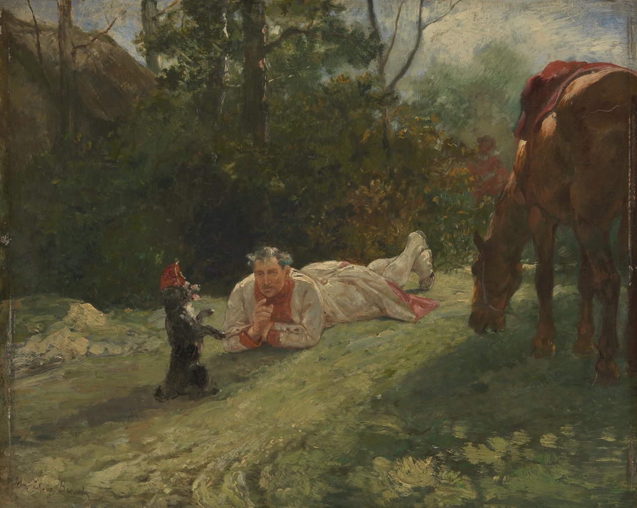 Wykonujący pies, c. 1875 autorstwa John Lewis Brown