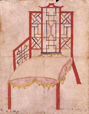 Projekt krzesła Chinoiserie, ok.1753 (akwarela na papierze) autorstwa John Linnell