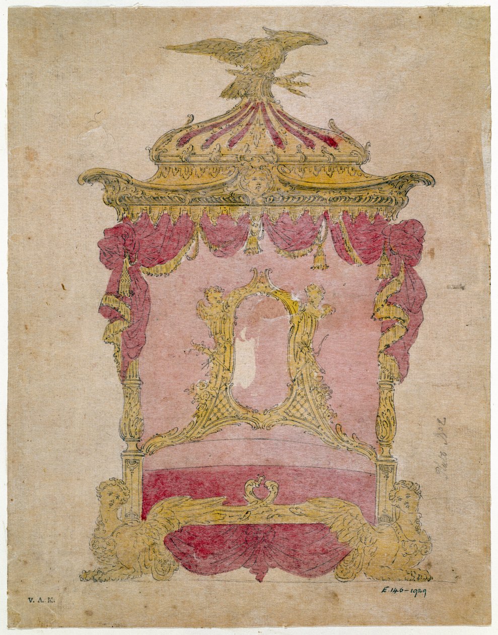 Projekt łóżka, ok.1755-60 autorstwa John Linnell