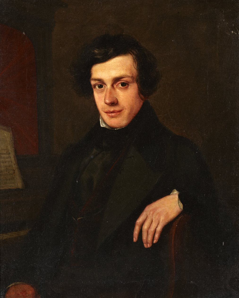 Portret młodego mężczyzny obok fortepianu, ok. 1810-30 autorstwa John Linnell