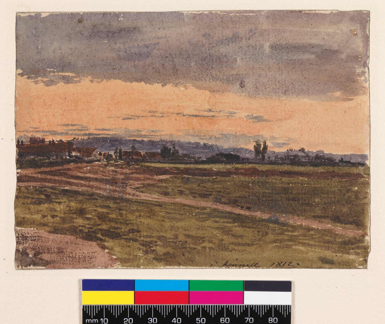 Odbyt: Zachód słońca. Verso: Szkic na ten sam temat, 1812 autorstwa John Linnell