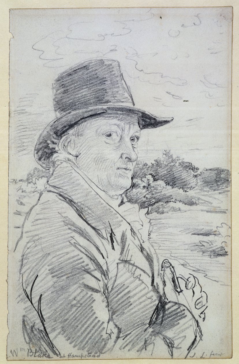 William Blake w kapeluszu, (napis: Wm Blake w Hampstead) c.1825 (ołówek) autorstwa John Linnell