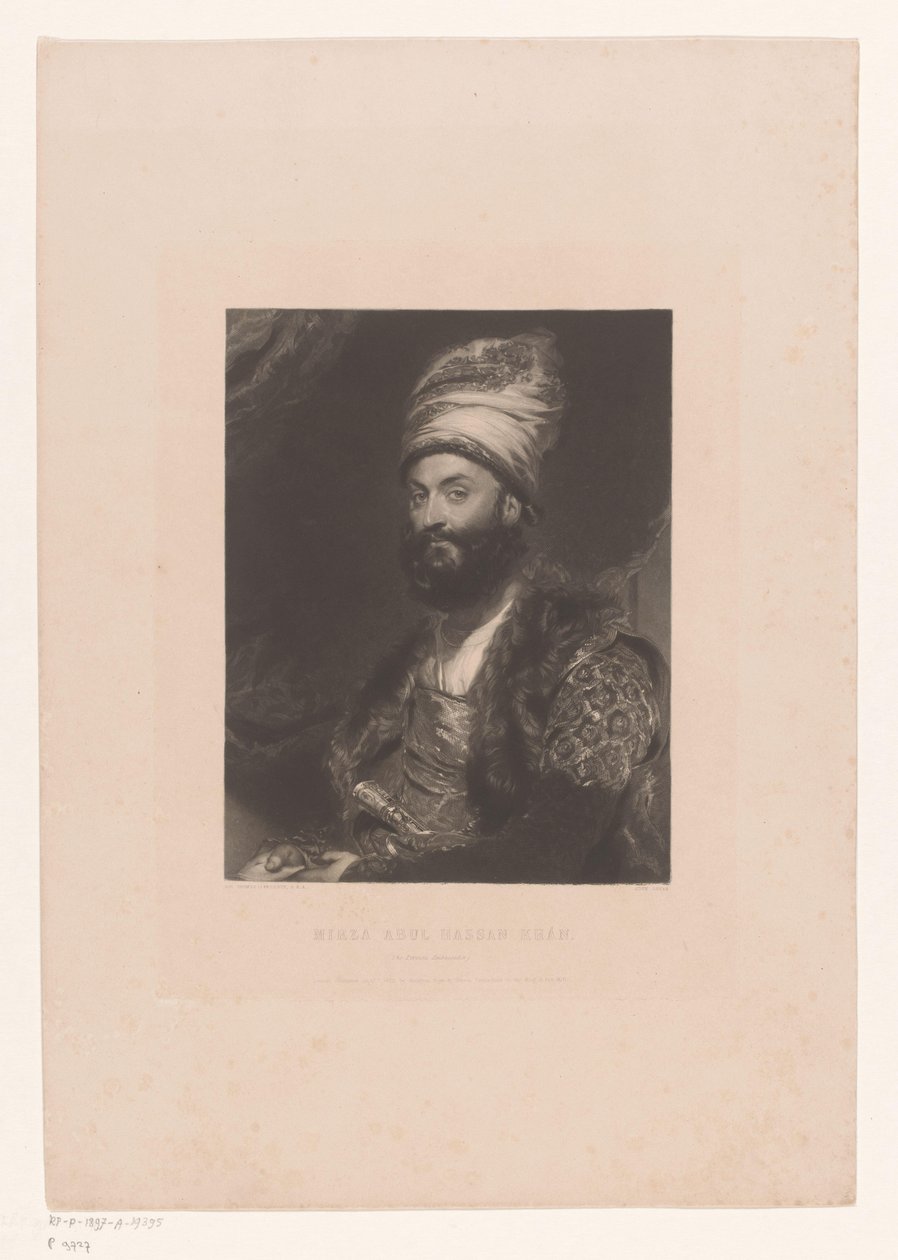 Portret van Mirza Abolhassan Khan Ilchi Mirza Abul Hassan Khan / (Ambasador Perski) (tytuł na obiekcie) autorstwa John Lucas