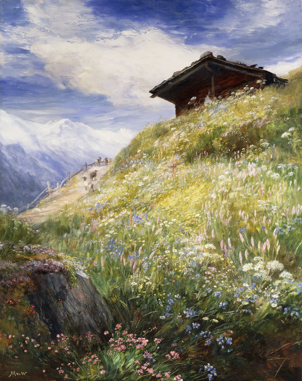 Łąka Alpejska, Szwajcaria, autorstwa John MacWhirter