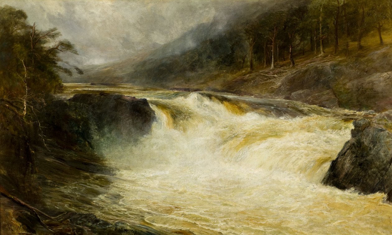 Upadki Tummel, ok. 1875 (olej na płótnie) autorstwa John MacWhirter