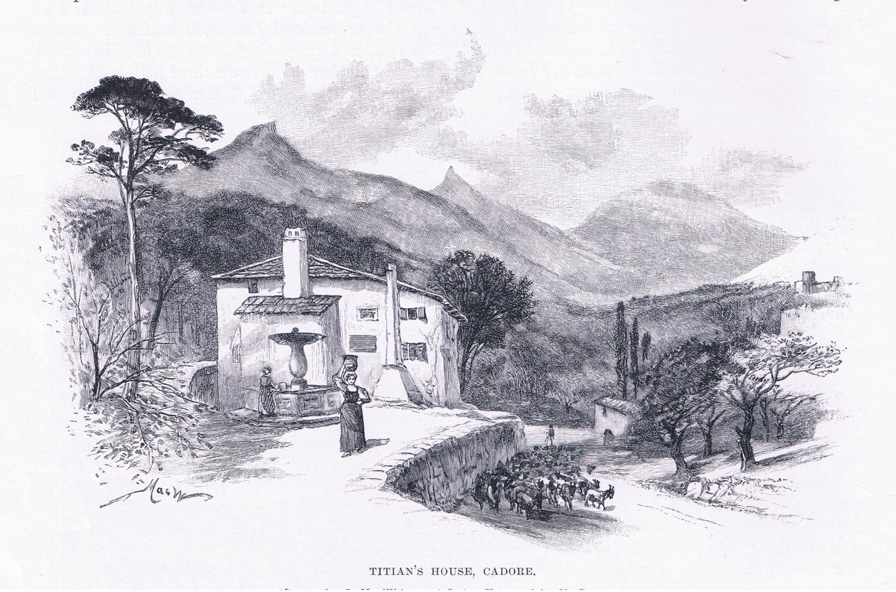 Dom Tycjana, Cadore, z The Magazine of Art 1893, Cassell and Company autorstwa John MacWhirter