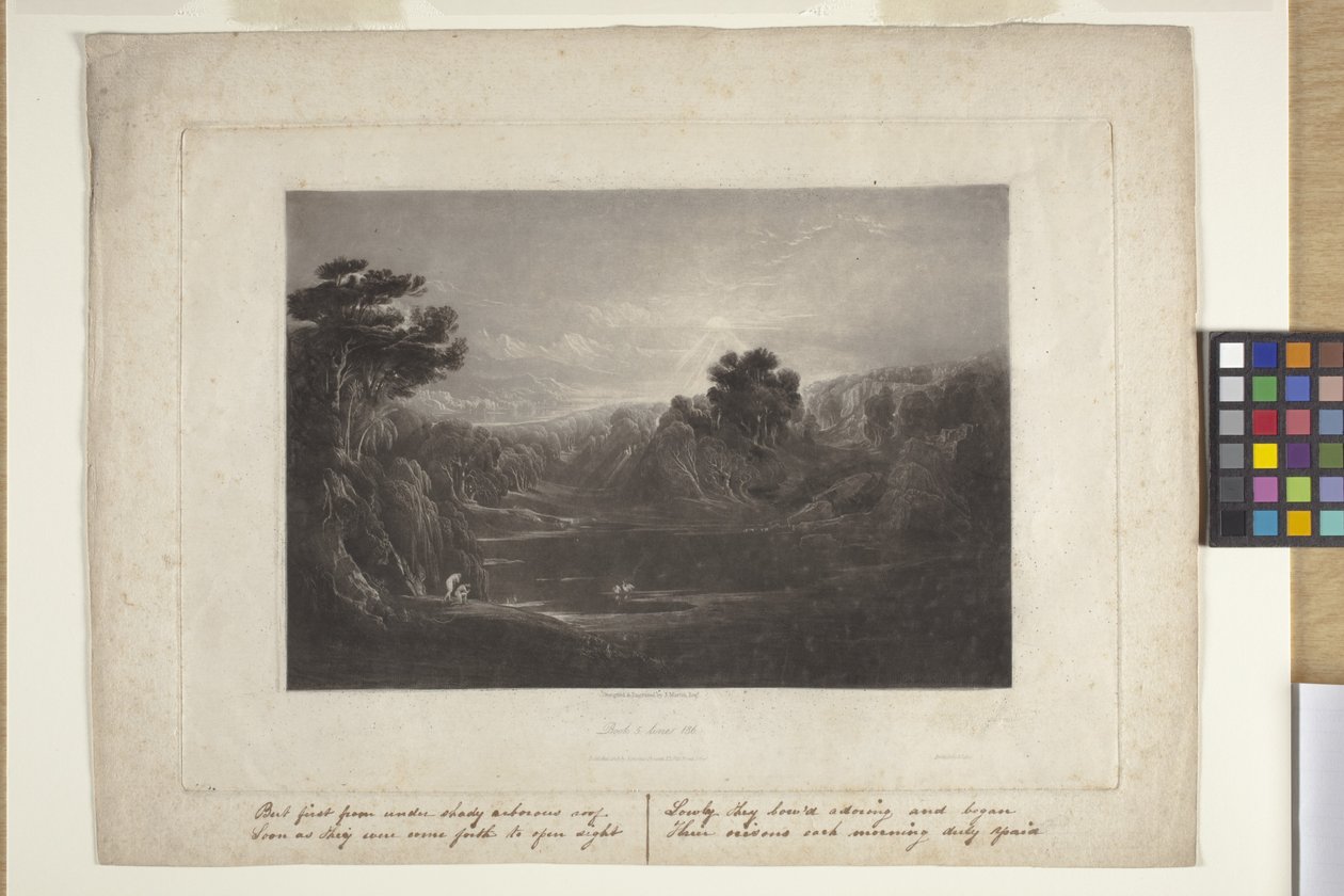 Raj - Adam i Ewa - Hymn poranny (mezzotinta) autorstwa John Marin