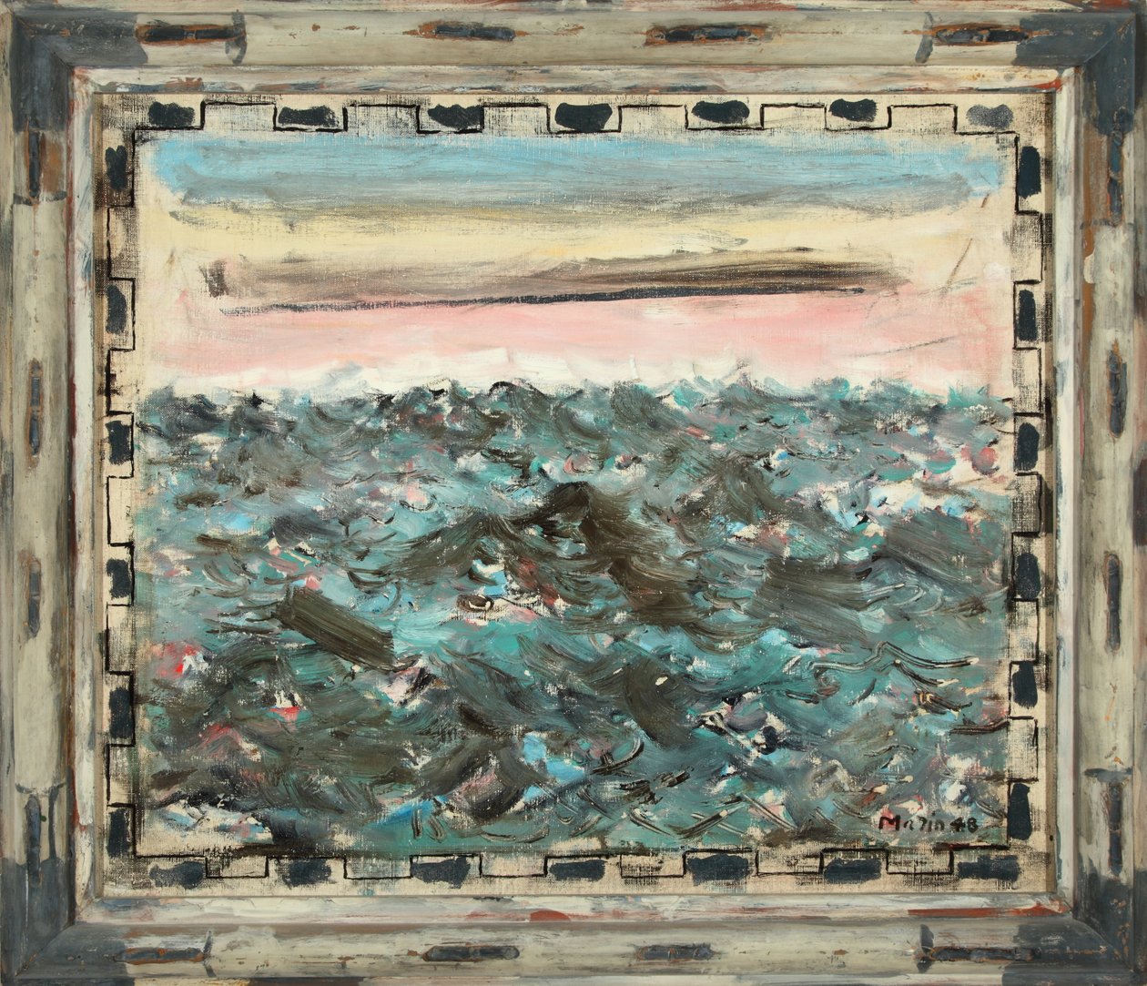Morze, jasna czerwień i błękit 1948 (olej na płótnie) autorstwa John Marin