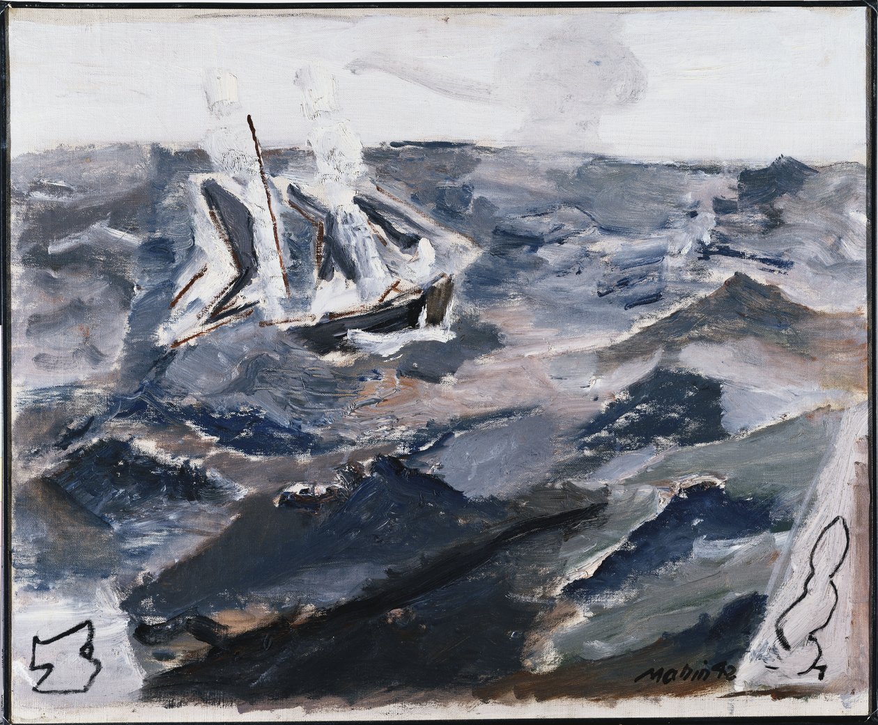 Morze i łódź (olej na płótnie) autorstwa John Marin