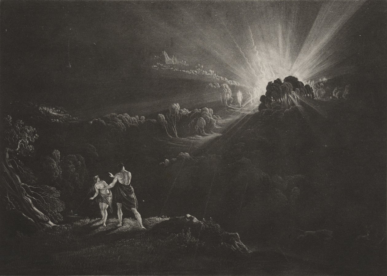 Podejście Archanioła Michała, c.1827 (mezzotinta) autorstwa John Martin