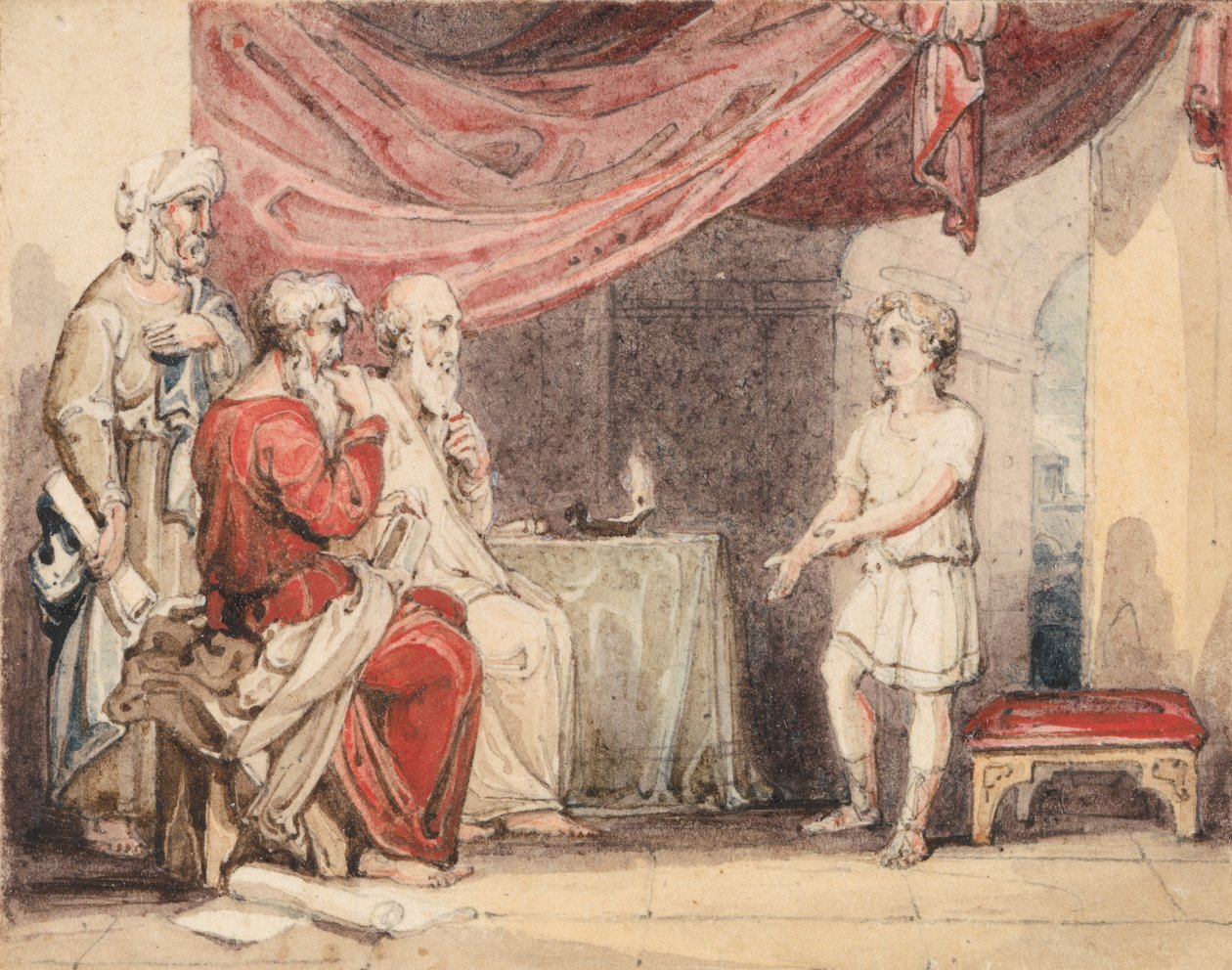 Chrystus głoszący starszym w świątyni autorstwa John Martin