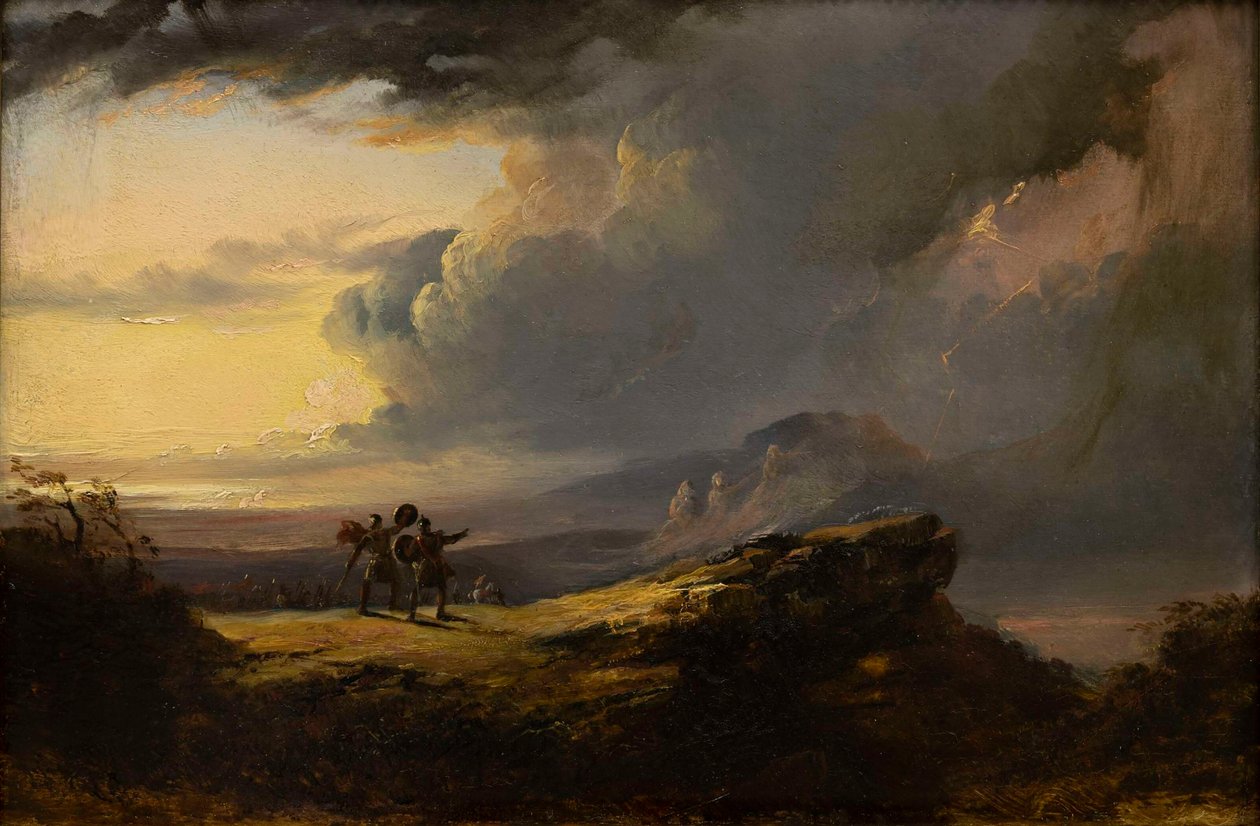 Makbet i Banko poznają trzy czarownice, 1849-1851. autorstwa John Martin