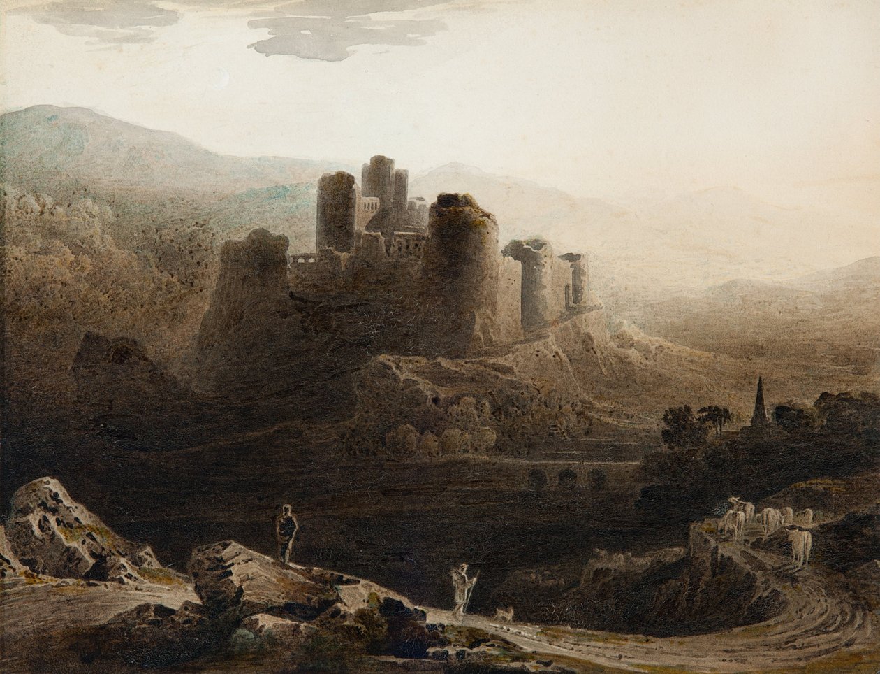 Światło księżyca - Zamek Chepstow autorstwa John Martin