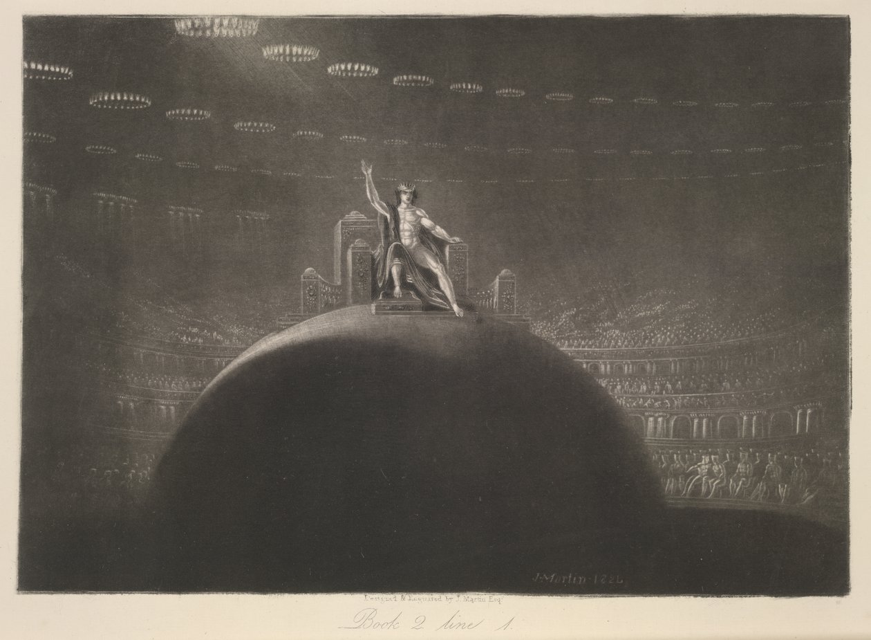 Szatan na tronie, z „Raju utraconego”, Johna Miltona, ok. 1858 (rycina) autorstwa John Martin