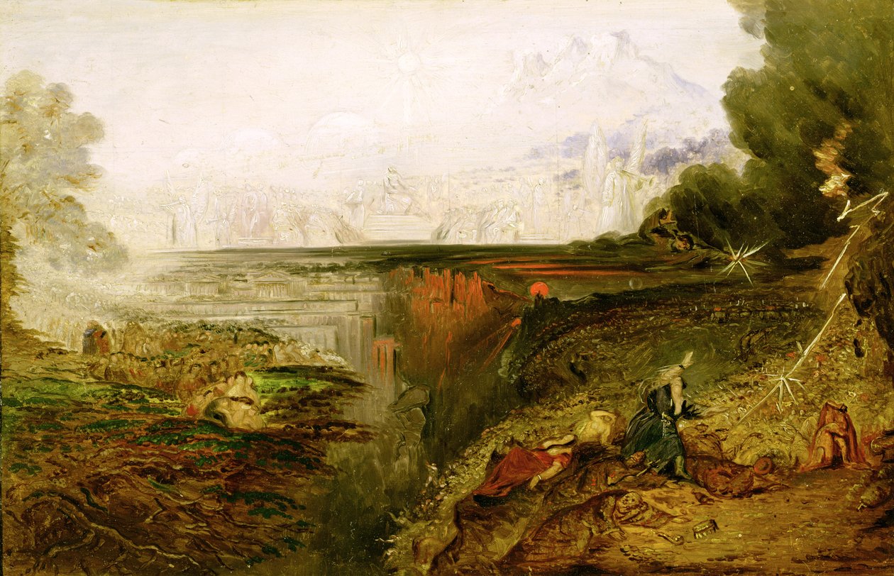 Studium do Sądu Ostatecznego, c.1851-53 (olej na panelu) autorstwa John Martin