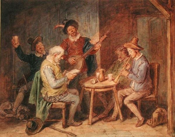 Impreza muzyczna (akwarela na papierze) autorstwa John Massey Wright