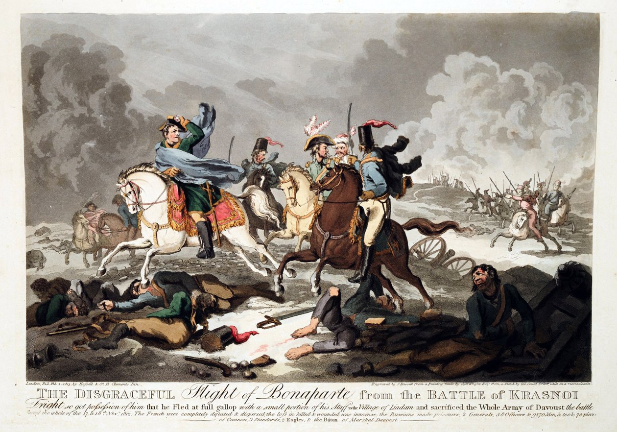 Lot Bonapartego z bitwy pod Krasnojem (Krasnoje) 1812 - Wright, John Massey (1777-1866) - 1814 - Aquatint - 42,1x57,5 - Kolekcja prywatna autorstwa John Massey Wright