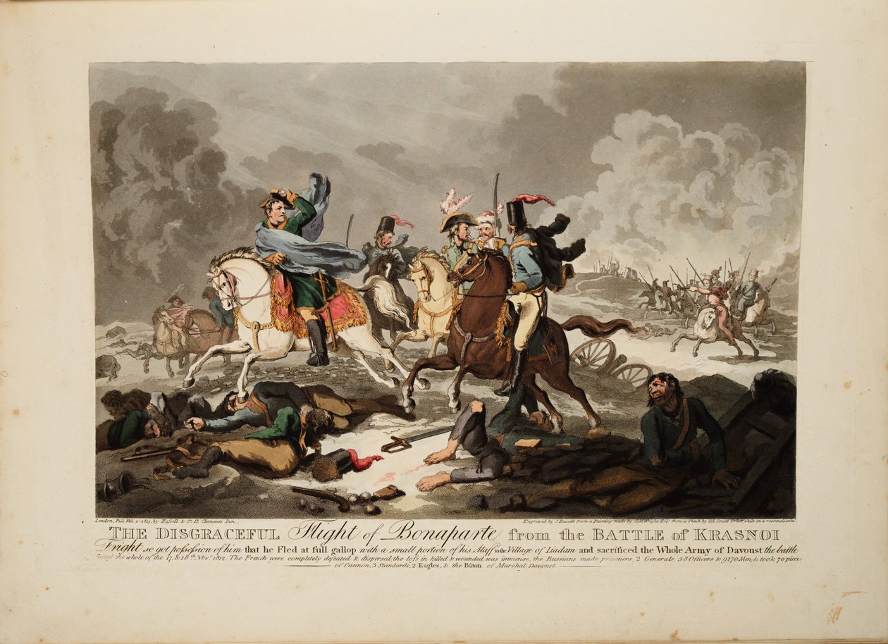 Ucieczka Bonapartego z bitwy pod Krasnem, 1814 autorstwa John Massey Wright