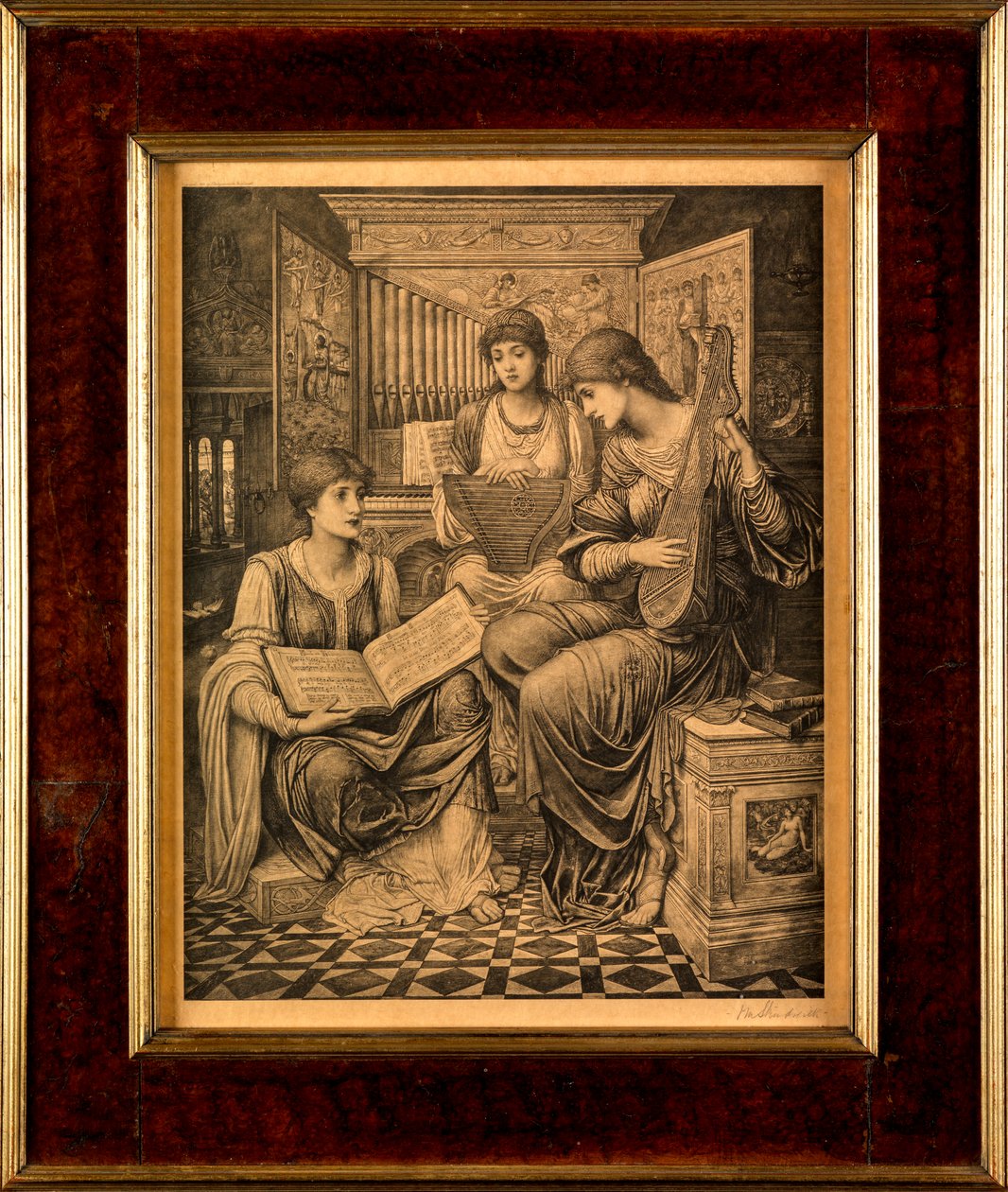 Delikatna muzyka minionego dnia (rycina?) autorstwa John Melhuish Strudwick