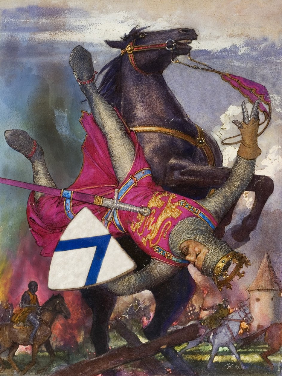 Upadek Wilhelma Zdobywcy (gwasz na papierze) autorstwa John Millar Watt