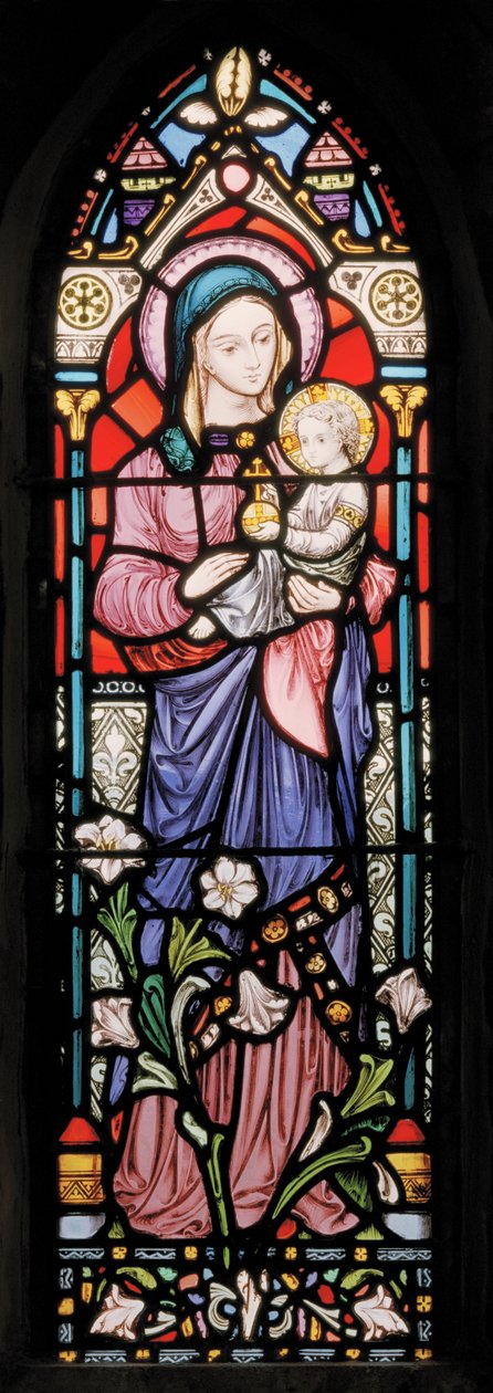 Dover, St Mary In Castro, Lavers & Barraud, John Millner Allen (1827-1902), Madonna z Dzieciątkiem, 1861, adaptacja Gilberta Scotta autorstwa John Millner Allen