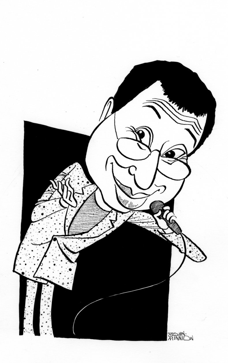 Ben Elton karykatura, angielski komik, scenarzysta i reżyser: b autorstwa John Minnion