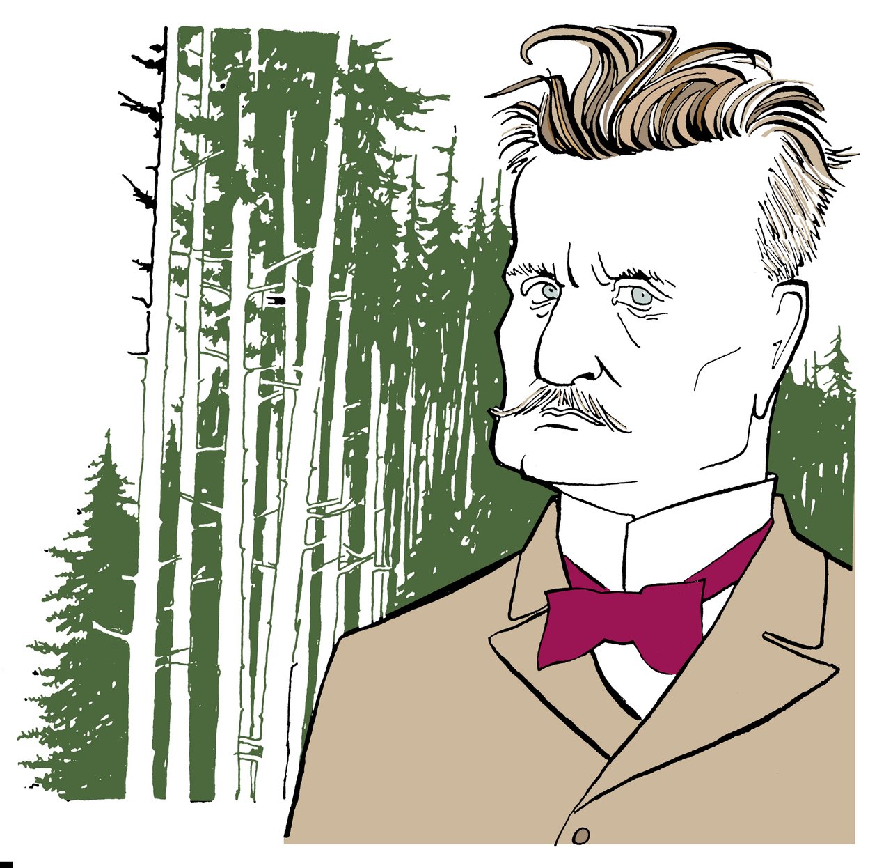 Jean Sibelius na tle fińskich lasów autorstwa John Minnion