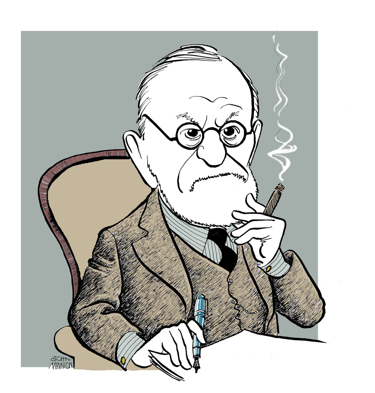 Zygmunt Freud - karykatura autorstwa John Minnion