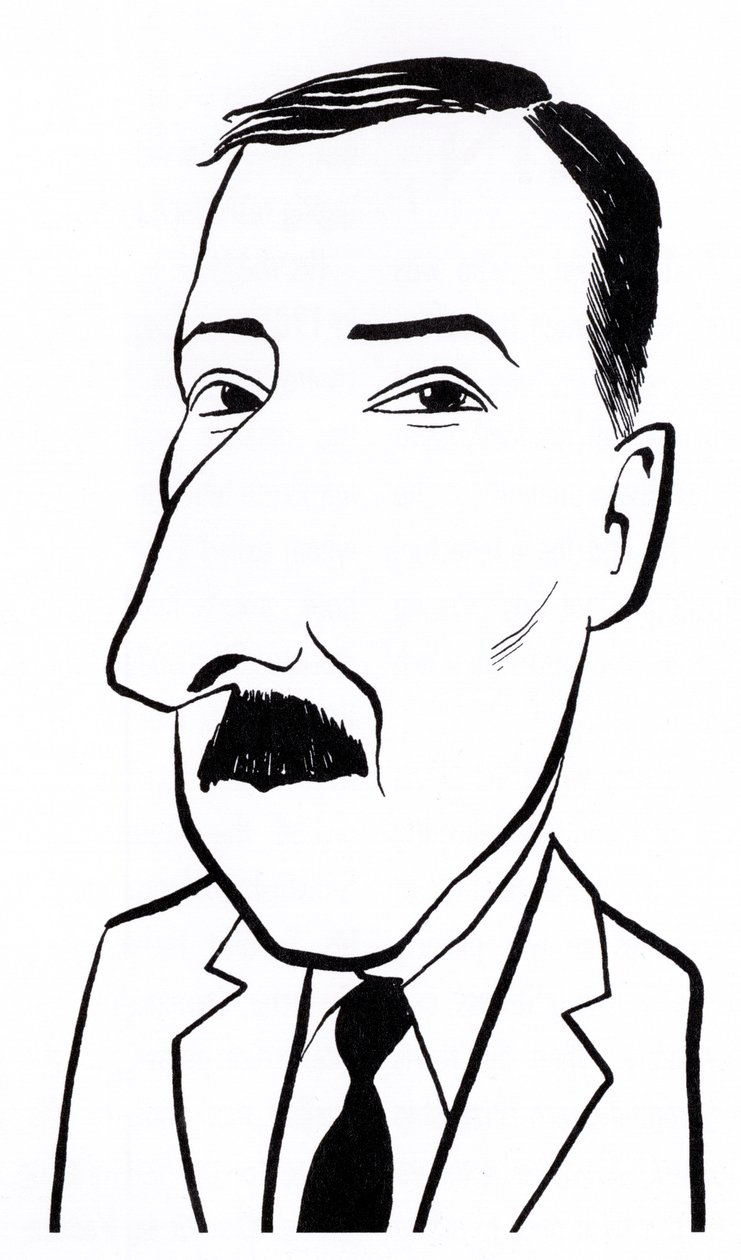 Stefan Zweig, karykatura autorstwa John Minnion