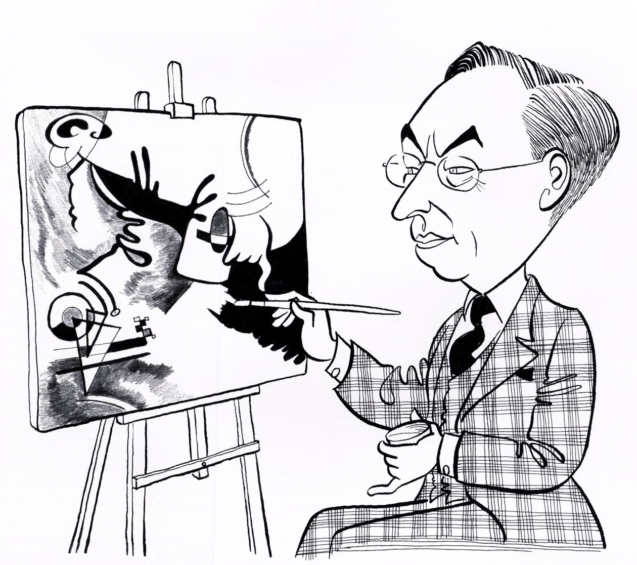 Vassily ( Wassily ) Kandinsky, karykatura ze sztalugą autorstwa John Minnion